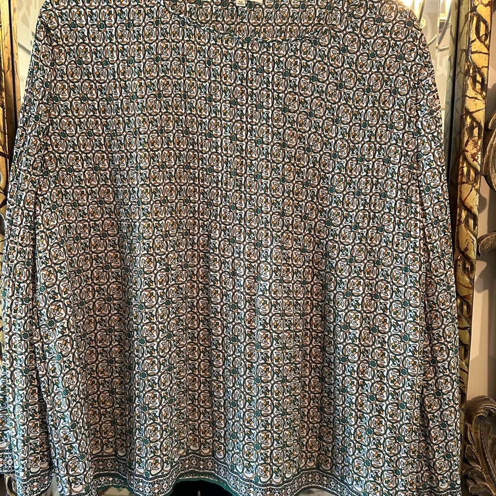 Max Studio Green and Gold Geometric Blouse